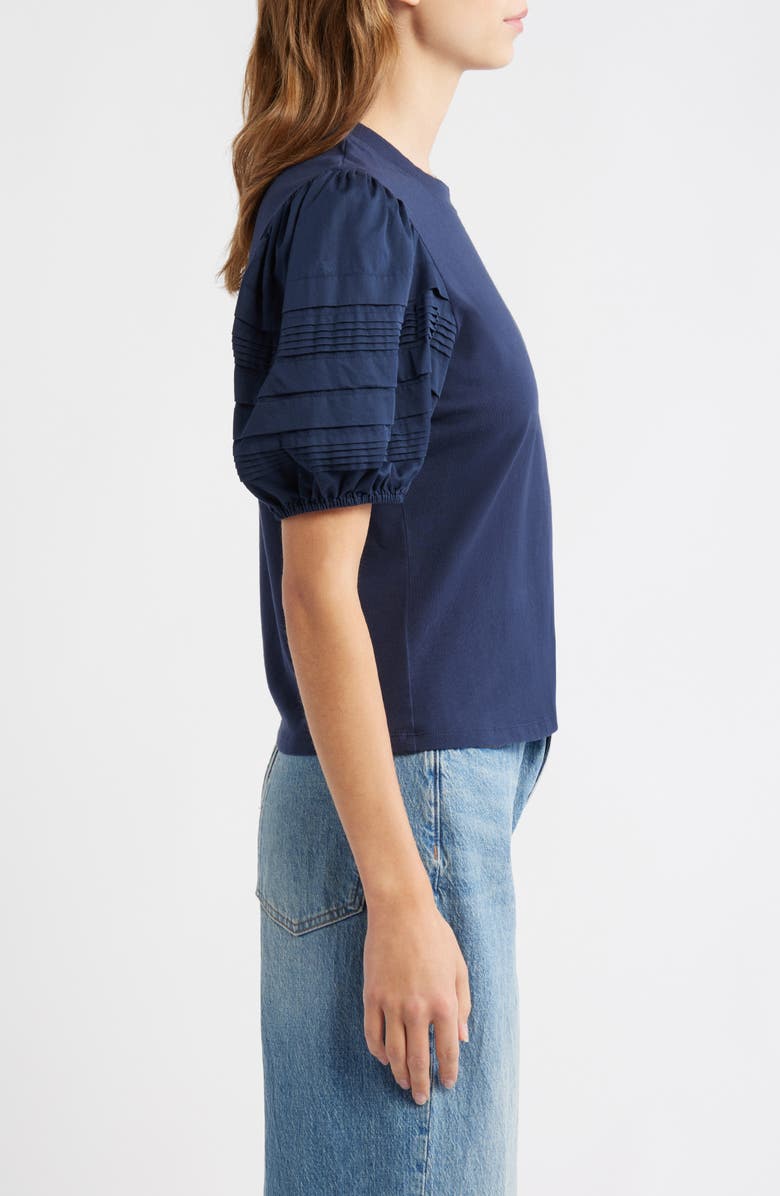 LOVE THE LABEL Dylan Puff Sleeve Cotton T-Shirt, Alternate, color, Pagent Blue