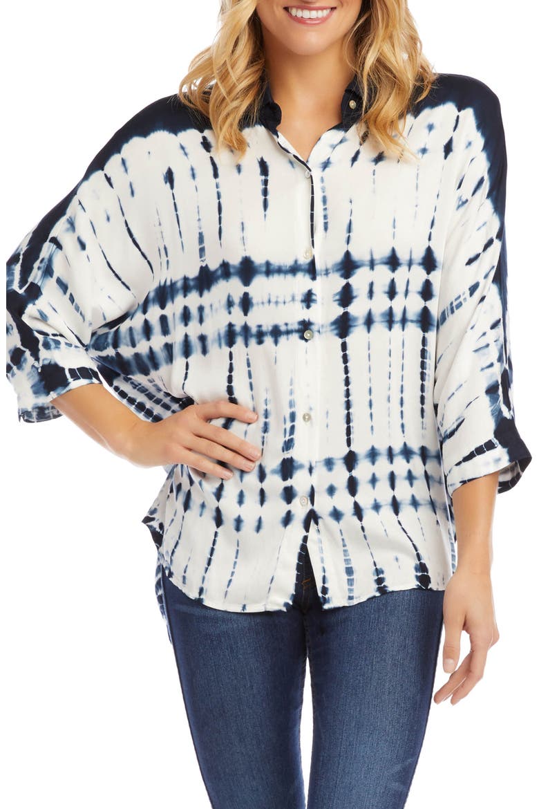 Tie Dye Button Front Shirt, Main, color, TIE DYE
