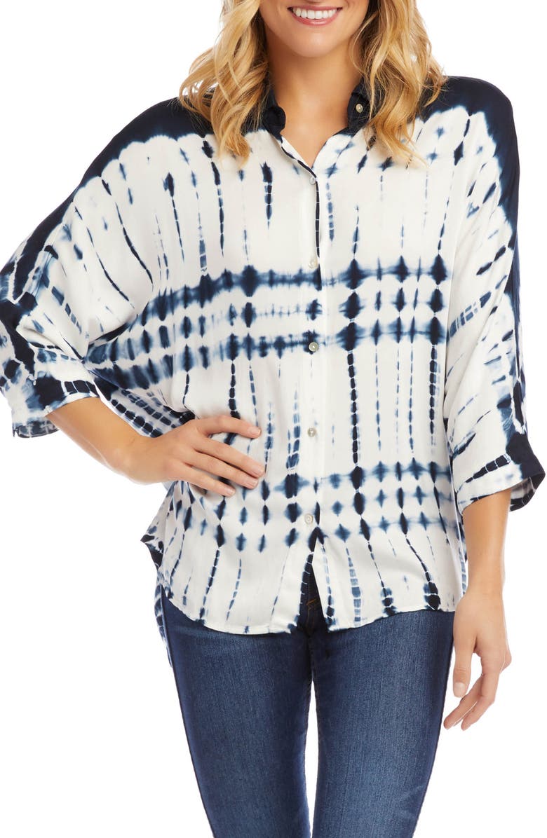Karen Kane Tie Dye Button Front Shirt, Main, color, 