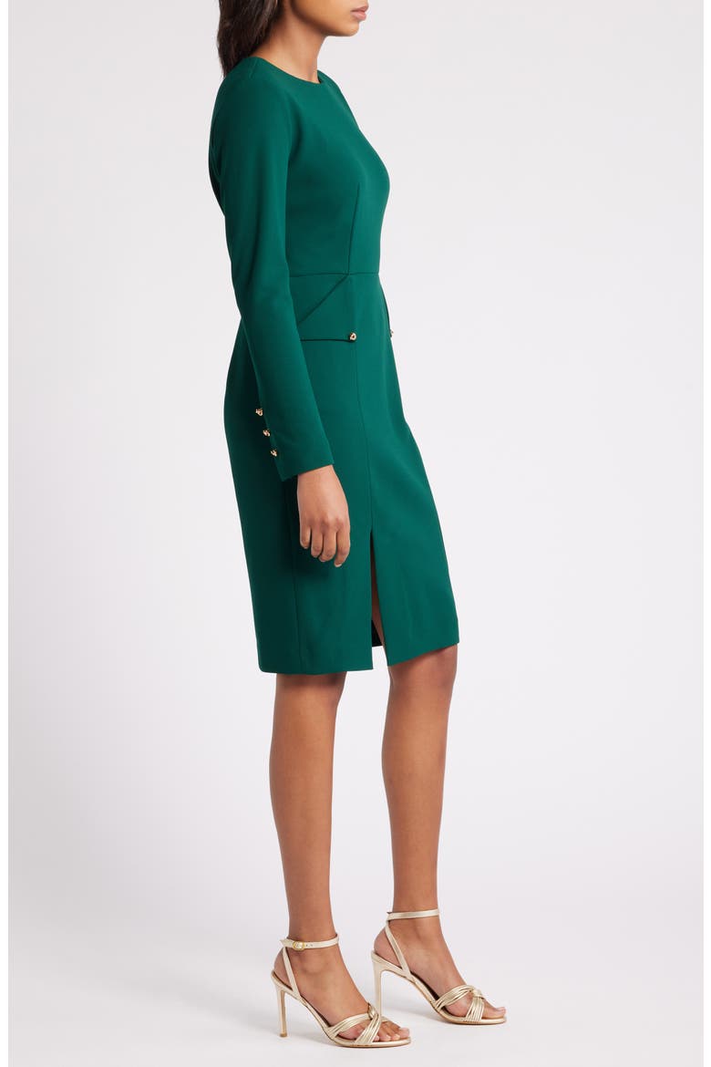Long Sleeve Pocketed Sheath Dress, Alternate, color, HUNTER