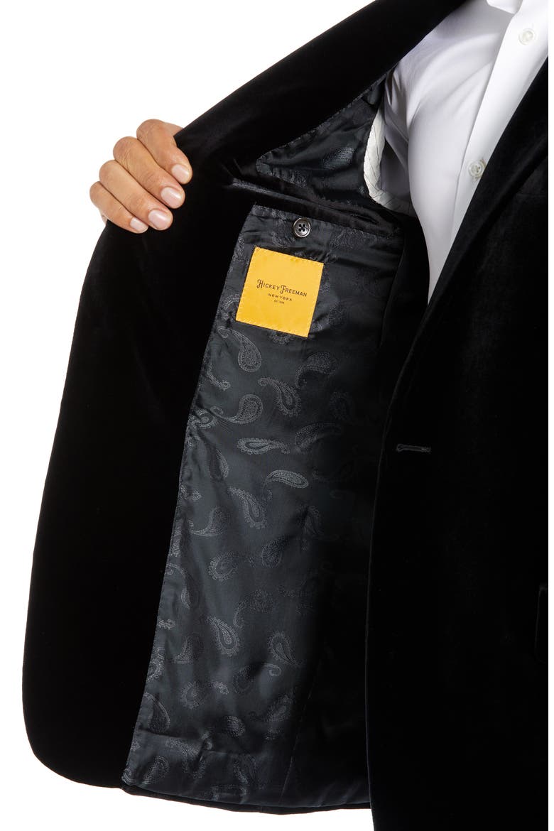 Classic Fit Stretch Cotton Velvet Dinner Jacket, Alternate, color, BLACK