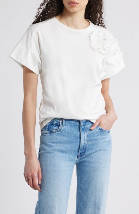 Celine Flower Appliqué Top