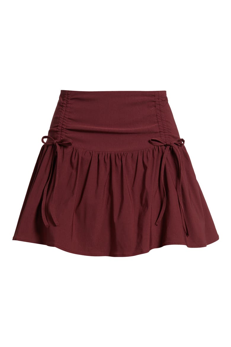 Cinched Miniskirt, Alternate, color, BURGUNDY TANNIN