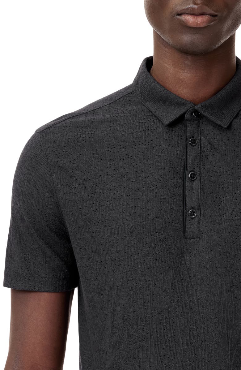 John Varvatos Alvaro Perforated Polo, Alternate, color, Black