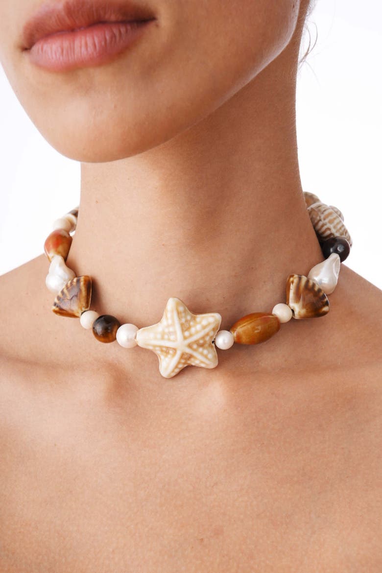 Ceramic Starfish Necklace, Alternate, color, Ivory