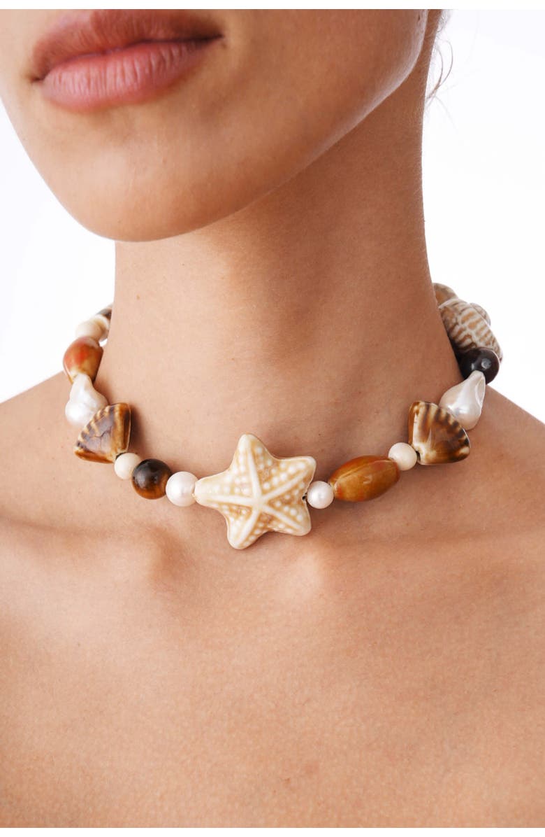 Velvet Luna Ceramic Starfish Necklace, Alternate, color, Ivory