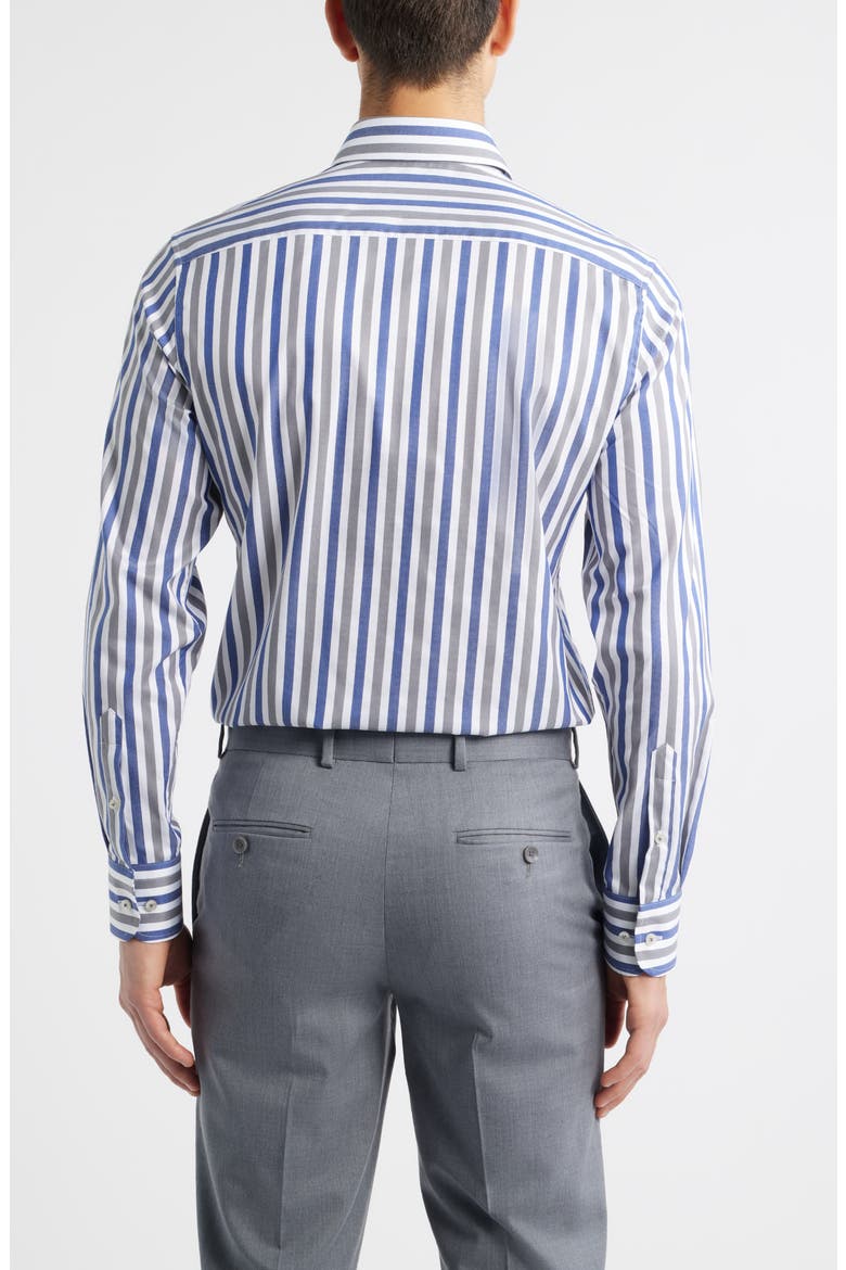 Slim Fit Stripe Non-Iron Cotton Twill Dress Shirt, Alternate, color, BLUE GREY