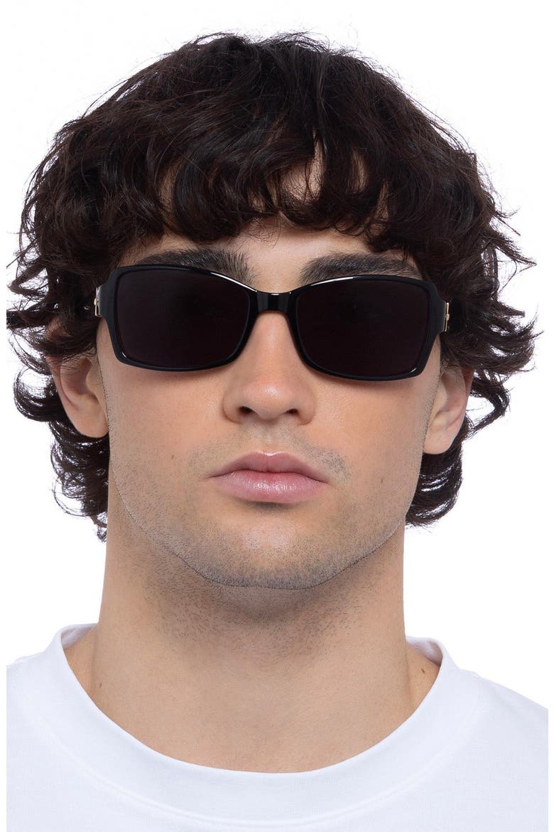 Trance 56mm Rectangular Sunglasses, Alternate, color, BLACK