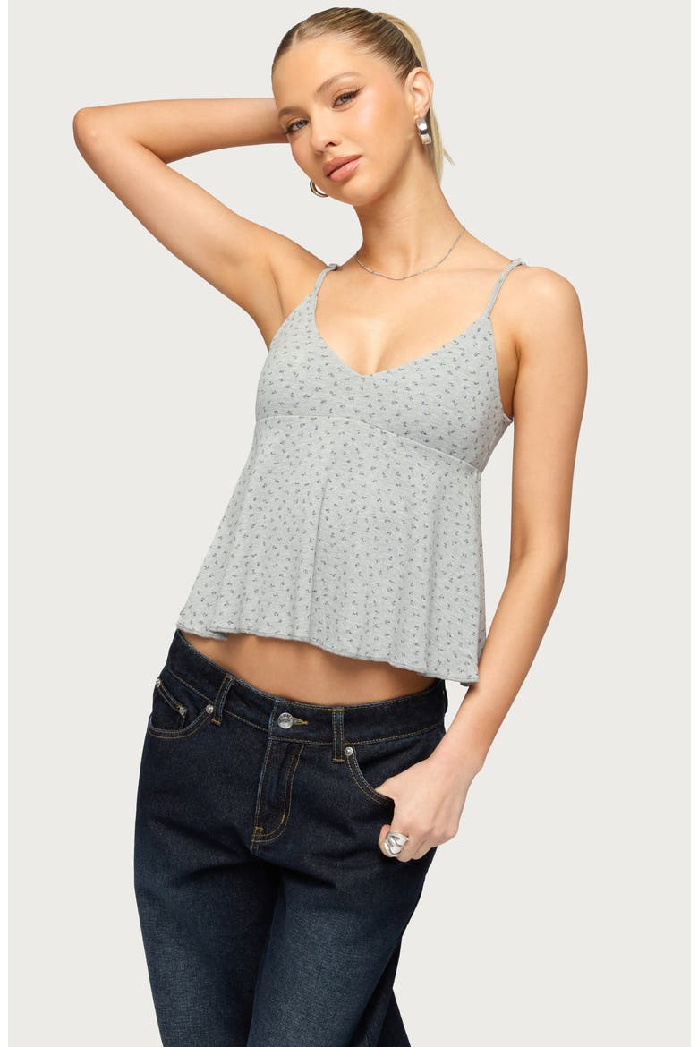 Kelli Floral Print Babydoll Camisole, Alternate, color, GRAY-MELANGE