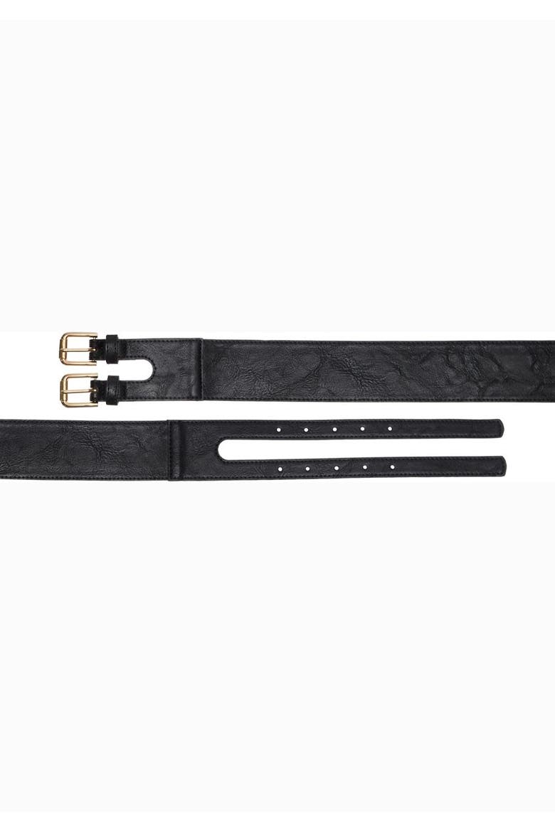 Double Buckle Waist Belt, Alternate, color, Black