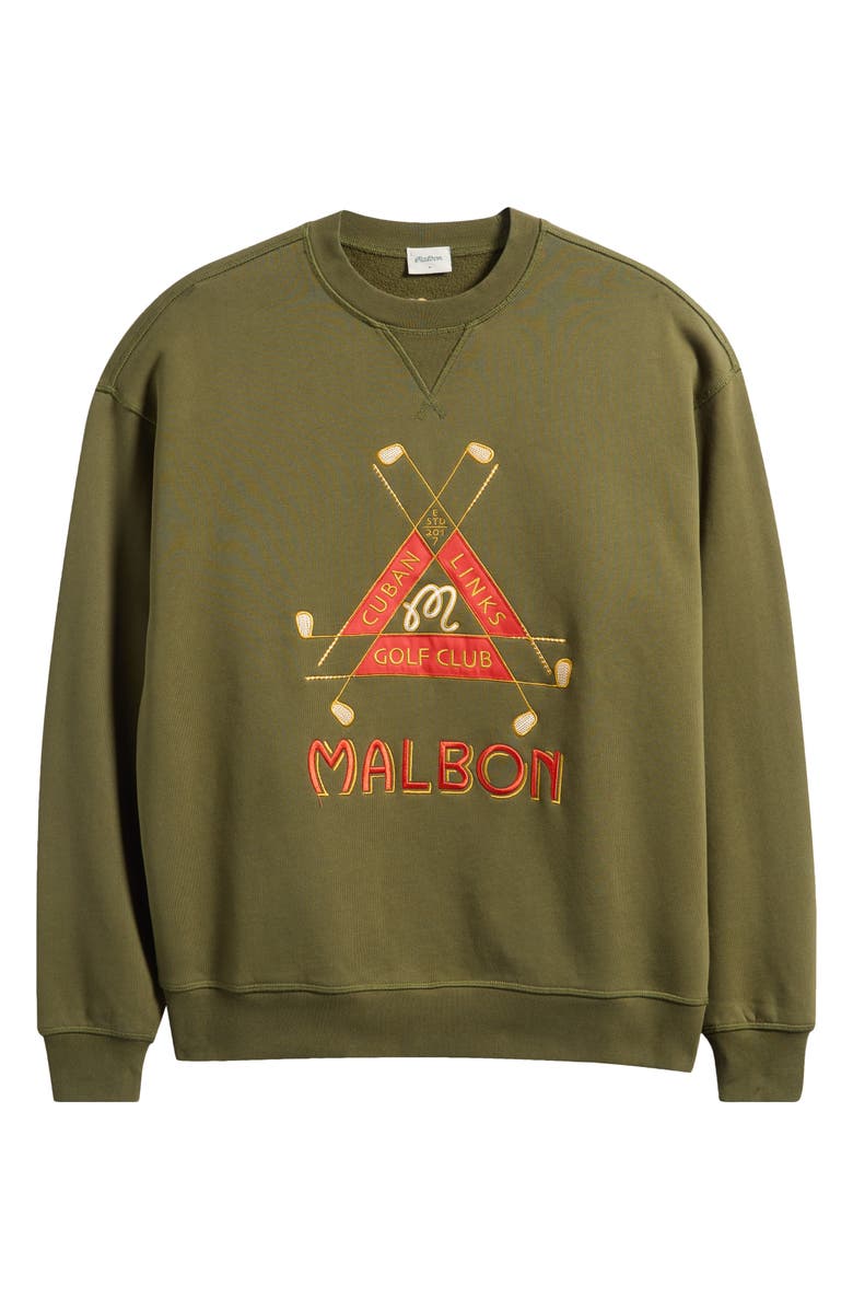 MALBON Trinity Embroidered Cotton Sweatshirt, Main, color, Chive