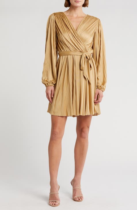 Pleated Long Sleeve Dress