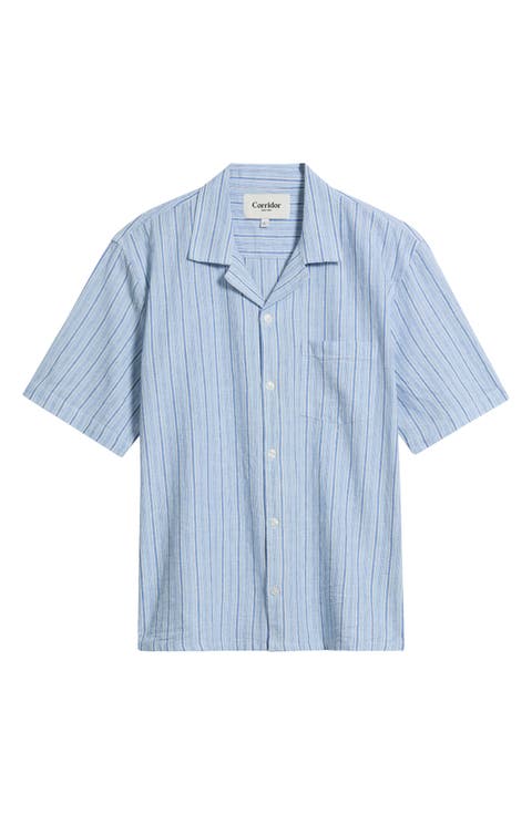 Stripe Cotton & Linen Camp Shirt