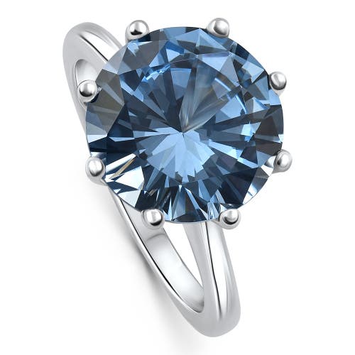 Bliss Diamond Aquamarine Solitaire Flower Ring 14k Gold 10mm Lab Grown