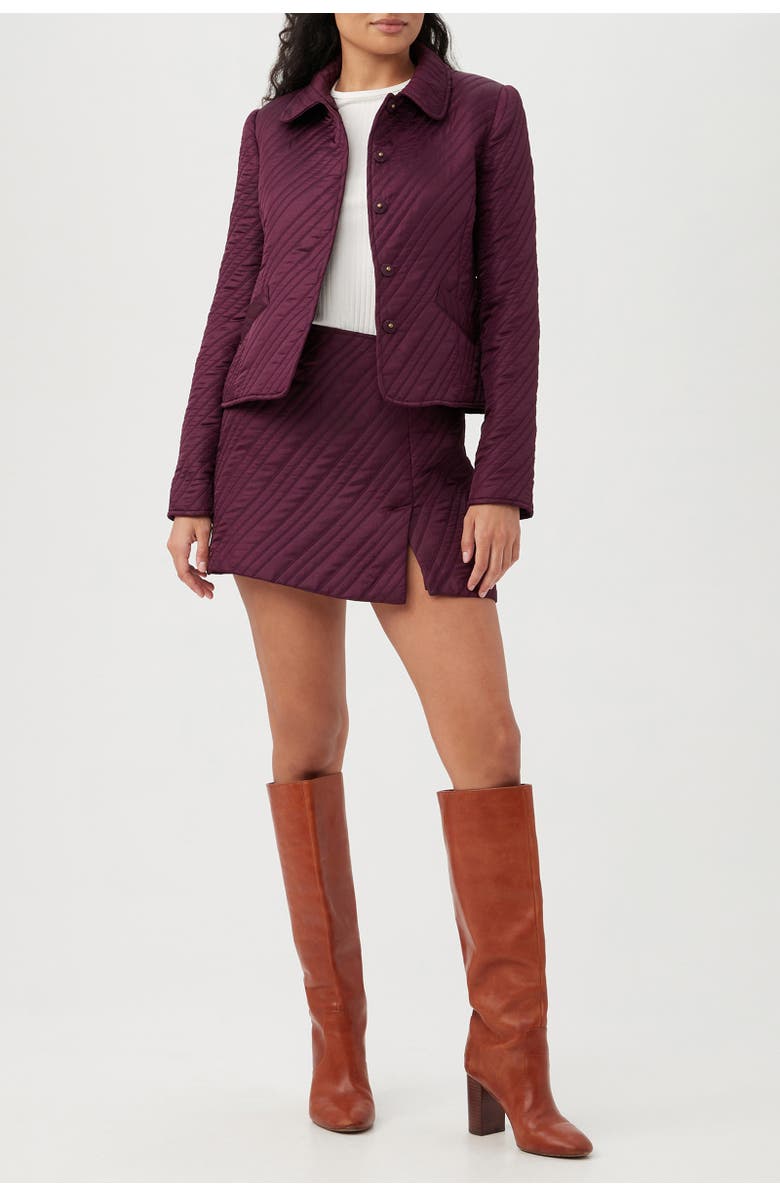 Trina Turk Vilet Quilted Collared Jacket, Main, color, Fig