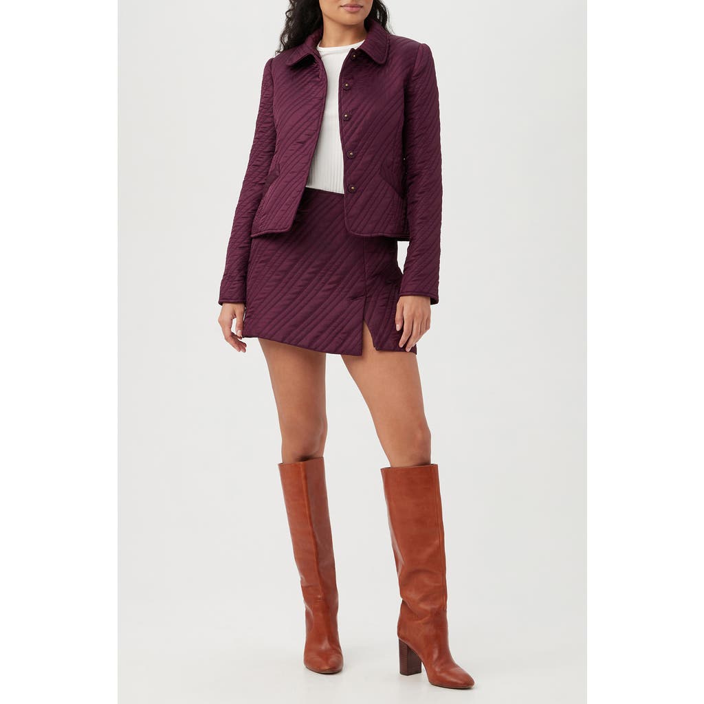 Trina Turk Vilet Quilted Collared Jacket In Purple