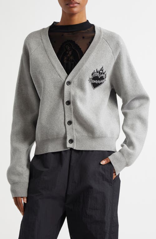 Shop Bella Dona Bella Doña Virgencita Cotton Cardigan In Grey