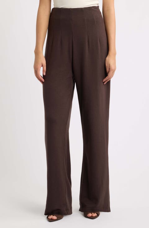 Pleated High Waist Jersey Trousers