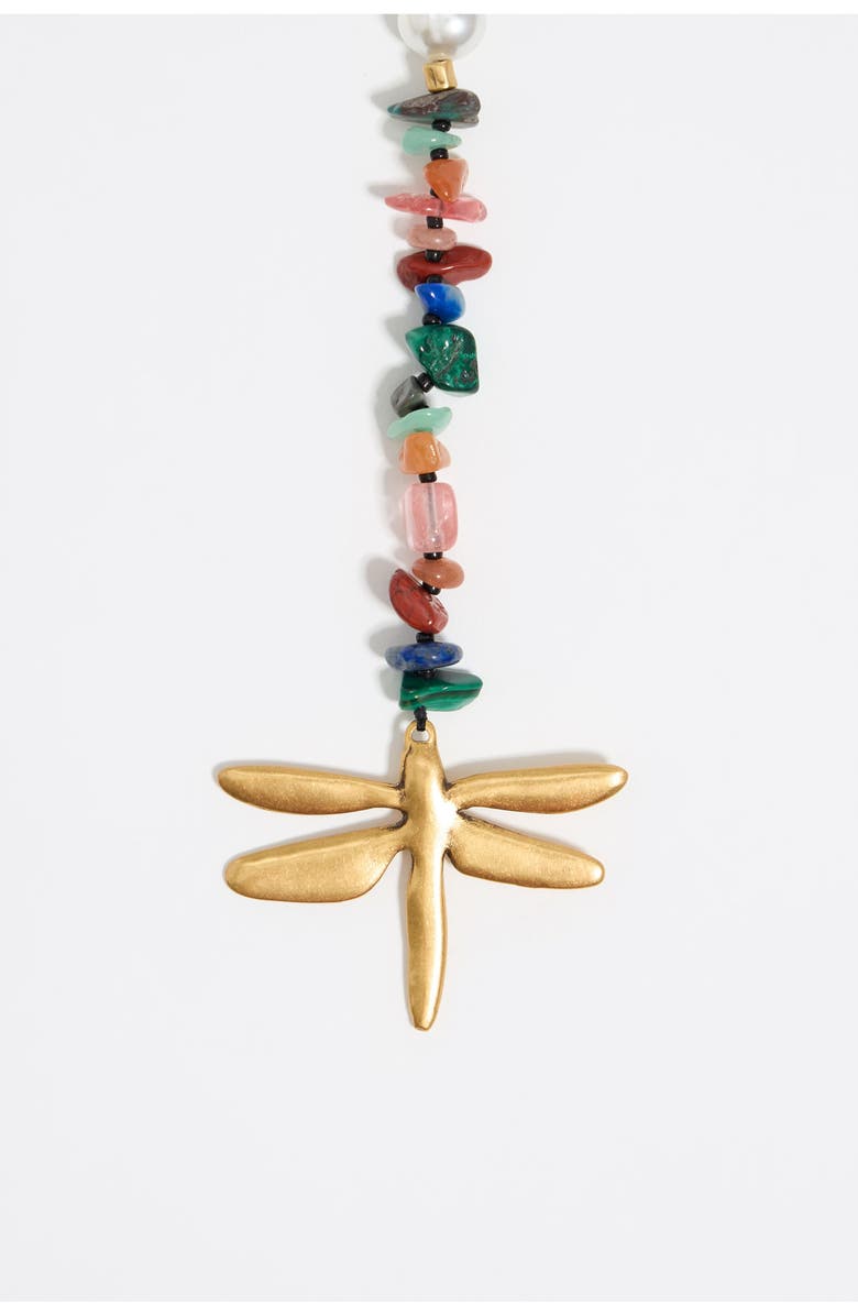 Bimba y Lola Dragonfly Multicolor Stones Necklace, Alternate, color, Blue