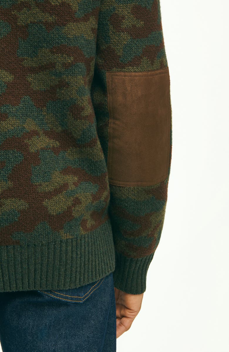 Brooks Brothers Camo Wool Full Zip Sweater, Alternate, color,