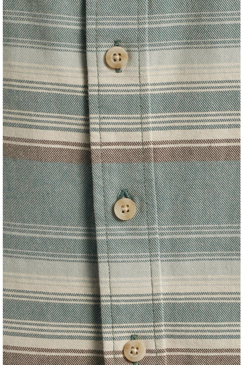 Beach Shack Stripe Brushed Cotton Button-Up Shirt, Alternate, color, TEAL STRIPE