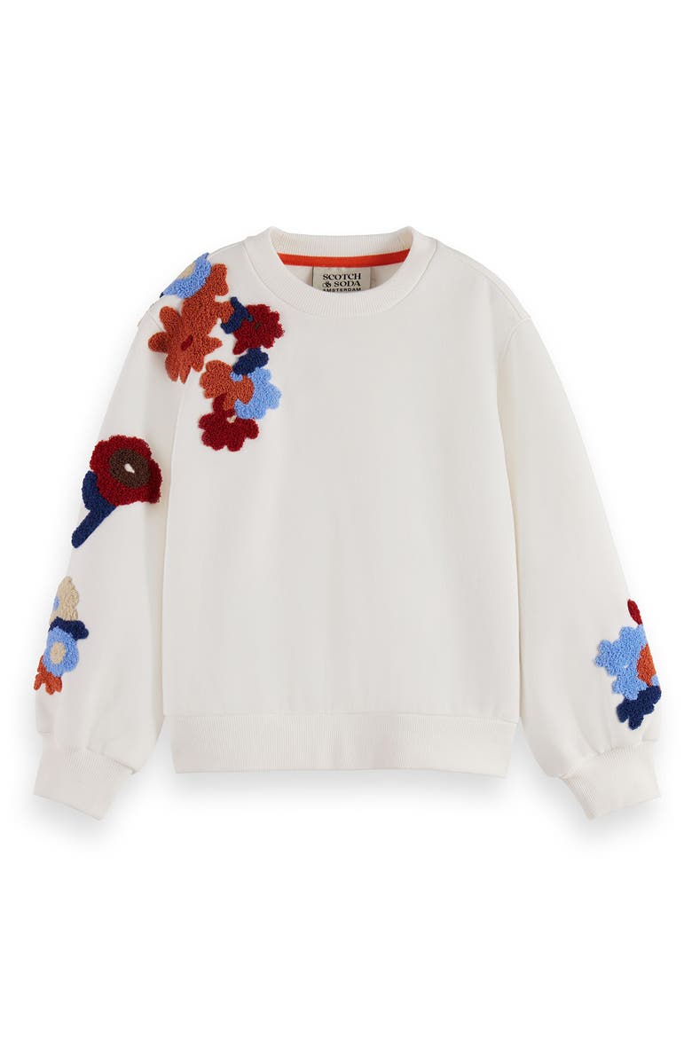 Scotch & Soda Floral Bouclé Crewneck Sweatshirt, Main, color, 