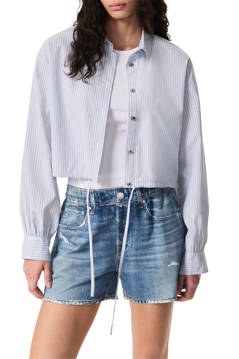 Georgie Stripe Poplin Shirt, Main, color, FOG STRIPE