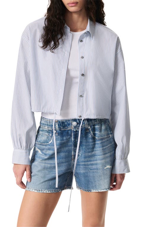 Rag & Bone Georgie Stripe Poplin Shirt In Fog Stripe