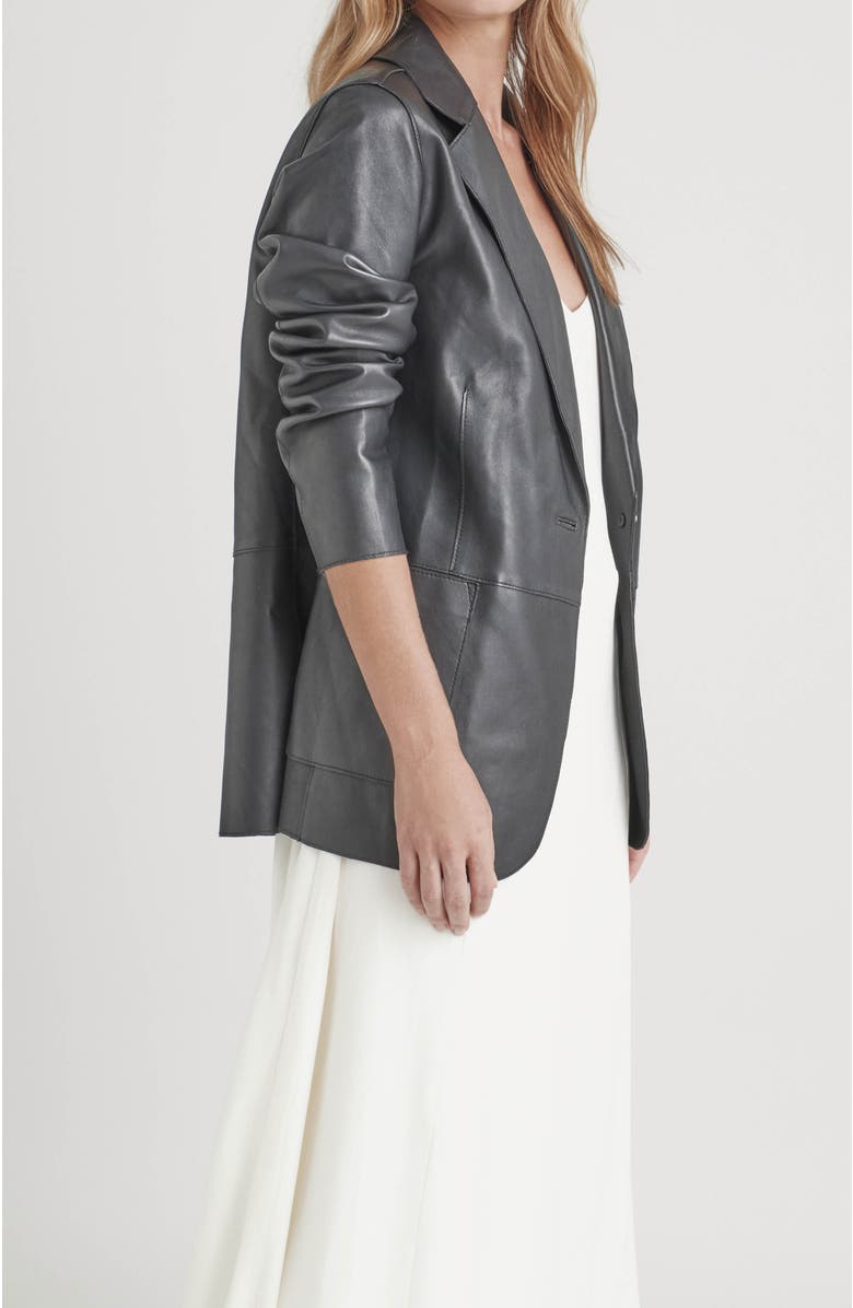 Velez Leather Astromelia Blazer for women with a straight silhouette, Alternate, color, Black