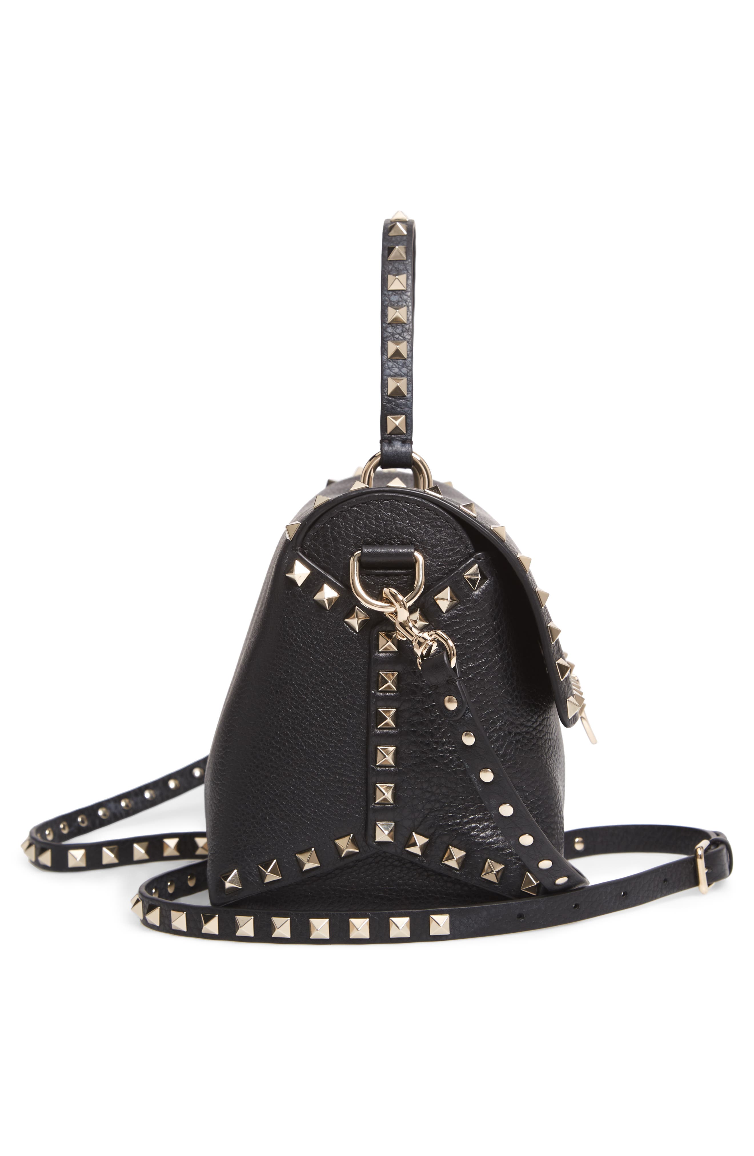 Valentino Garavani Rockstud Leather Top Handle Bag, Alternate, color, 