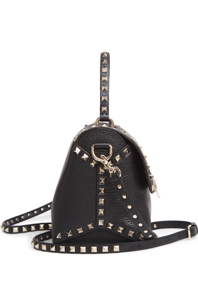 Valentino Garavani Rockstud Leather Top Handle Bag, Alternate, color,