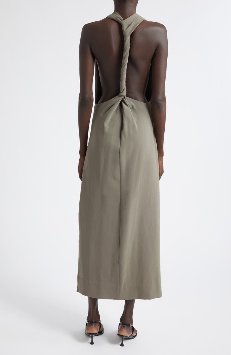 Proenza Schouler Selena Twist Back Matte Double Crepe Column Dress, Alternate, color, Wood