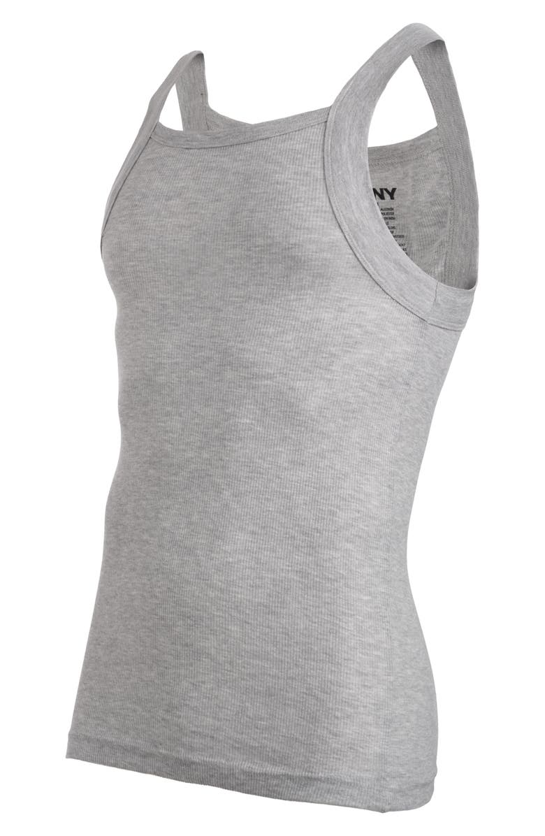 DKNY Pack of 4 Cotton Rib Tanks, Alternate, color, Black/Black/Gry Heath/White