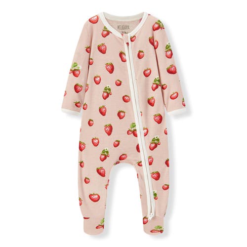 Milkbarn Organic Cotton Zipper Footed Romper In Red