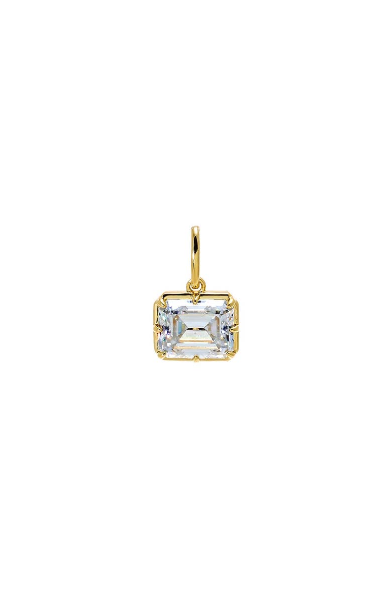 Moissanite Emerald Bezel Pendant Charm, Main, color, Gold