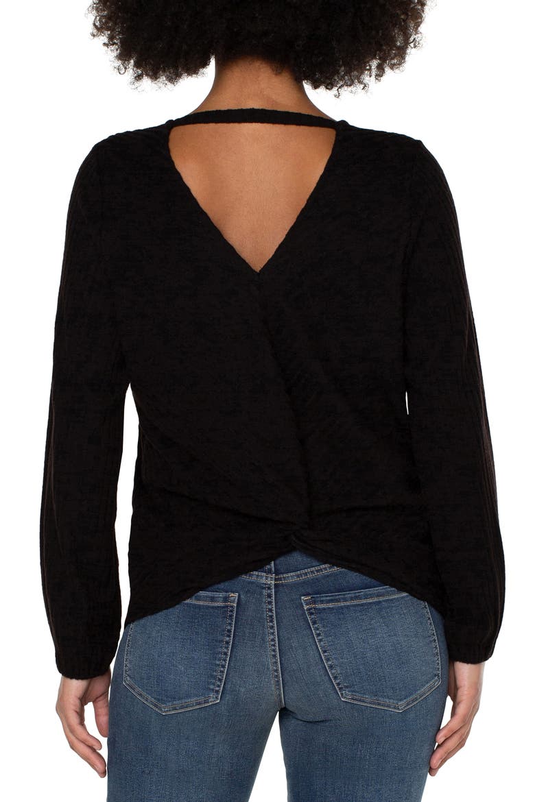 Twist Back Cutout Knit Top, Alternate, color, BLACK