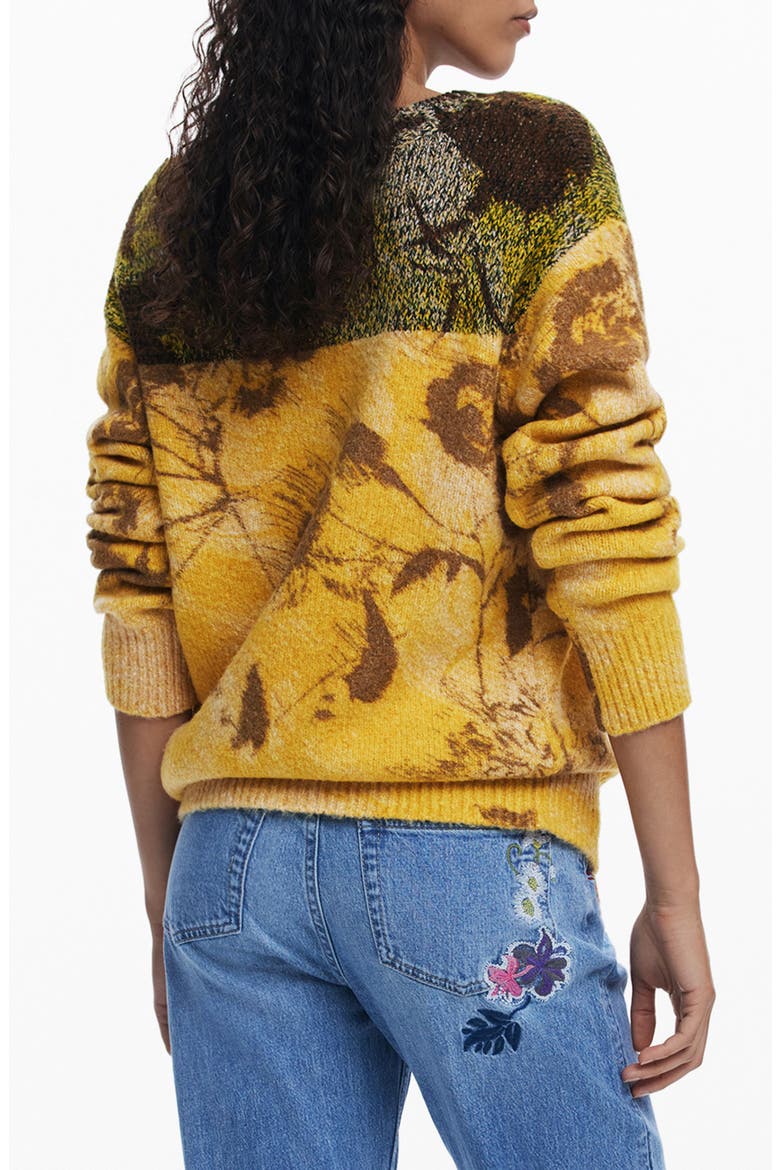 Abstract Floral Sweater, Alternate, color, YELLOW