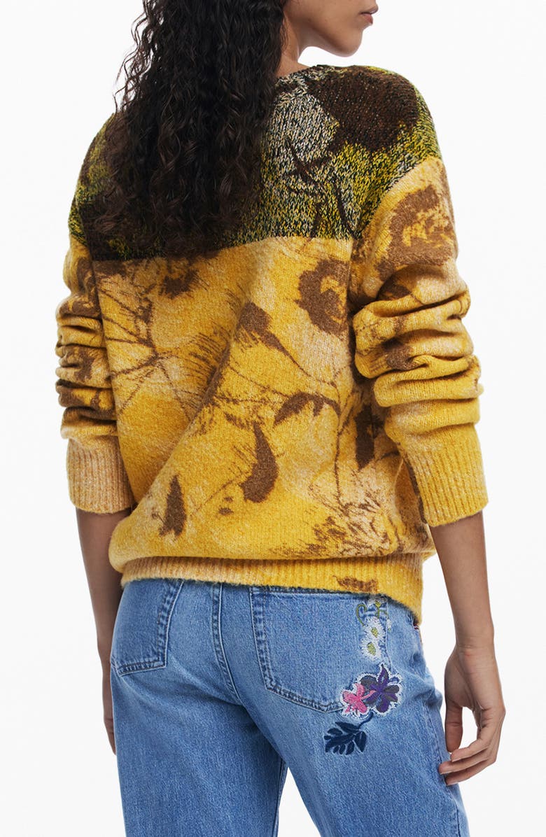 Desigual Abstract Floral Sweater, Alternate, color, Yellow