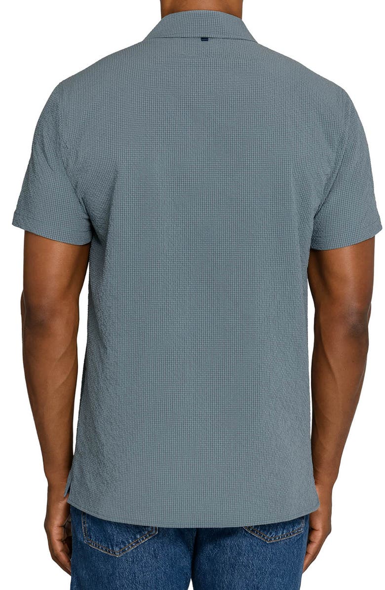 W.R.K Crinkle Short Sleeve Button-Up Camp Shirt, Alternate, color, Blue