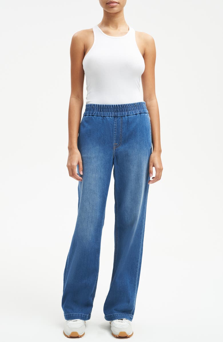 JEN7 by 7 For All Mankind The Traveler Pull-On High Waist Wide Leg Denim Pants, Alternate, color, 