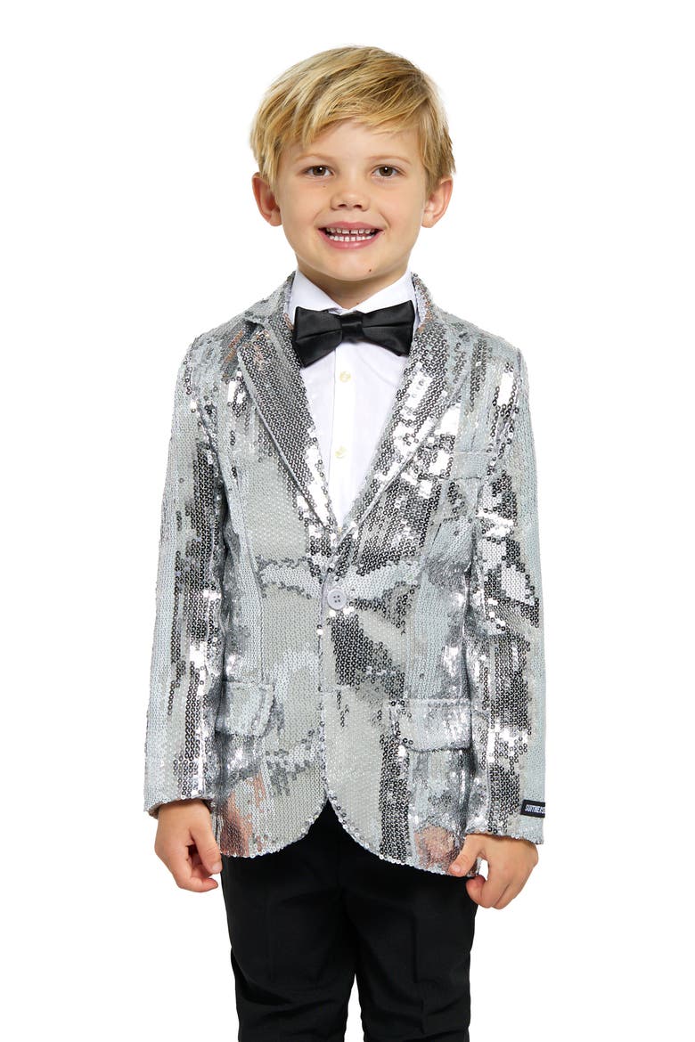 Kids' Sequin Sport Coat, Main, color, SILVER