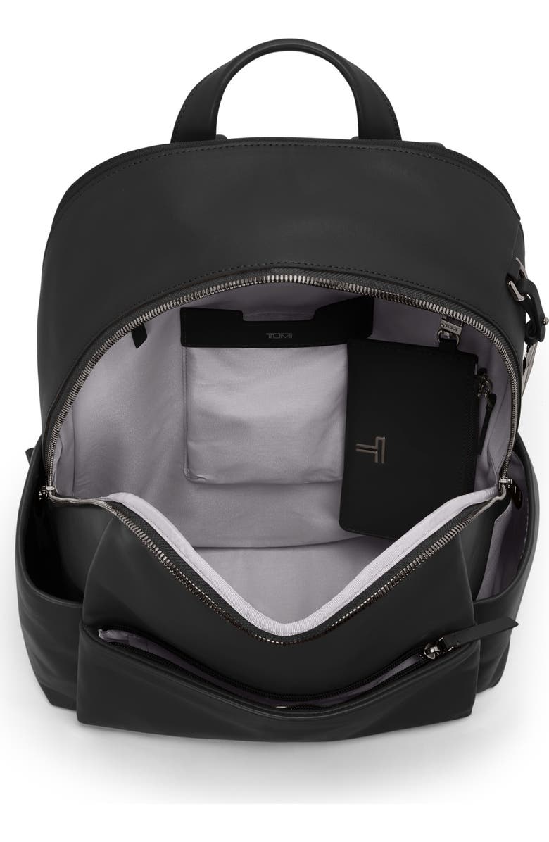 TUMI Raina Large Leather Backpack, Alternate, color, Black/ Gunmetal