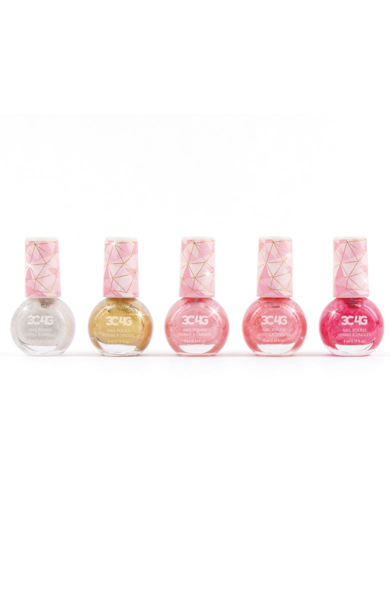Three Cheers For Girls 3C4G Pink & Gold Glamorous Nail Polish Hexagon 5 Bottles, Main, color, Multicolored