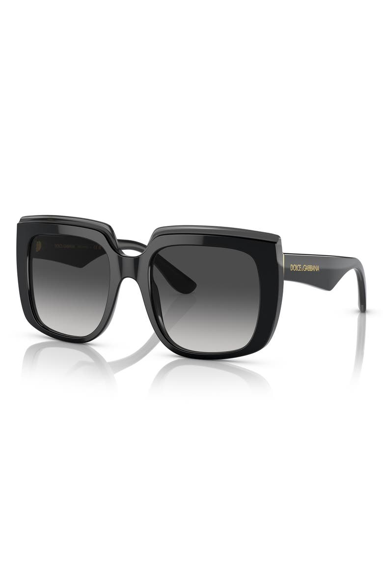 Dolce&Gabbana 54mm Gradient Square Sunglasses, Alternate, color, Transparent Black