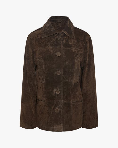 Weworewhat X Premium Suede Button Front Jacket In Brown