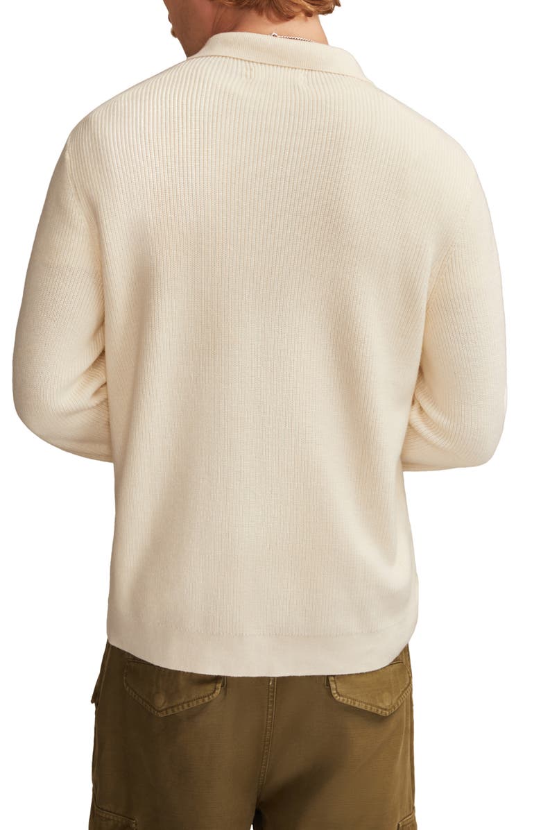 Lucky Brand Johnny Collar Cotton Blend Polo Sweater, Alternate, color, Turtledove