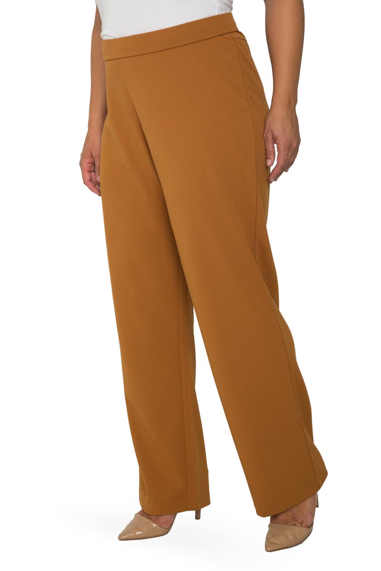 High Waist Stretch Crepe Trousers, Alternate, color, DARK MUSTARD