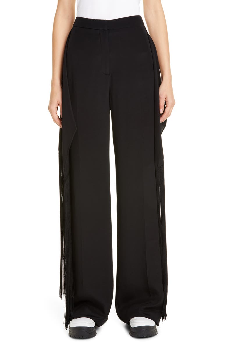 Stella McCartney Fringe Panel Silk Wide Leg Pants, Main, color, 