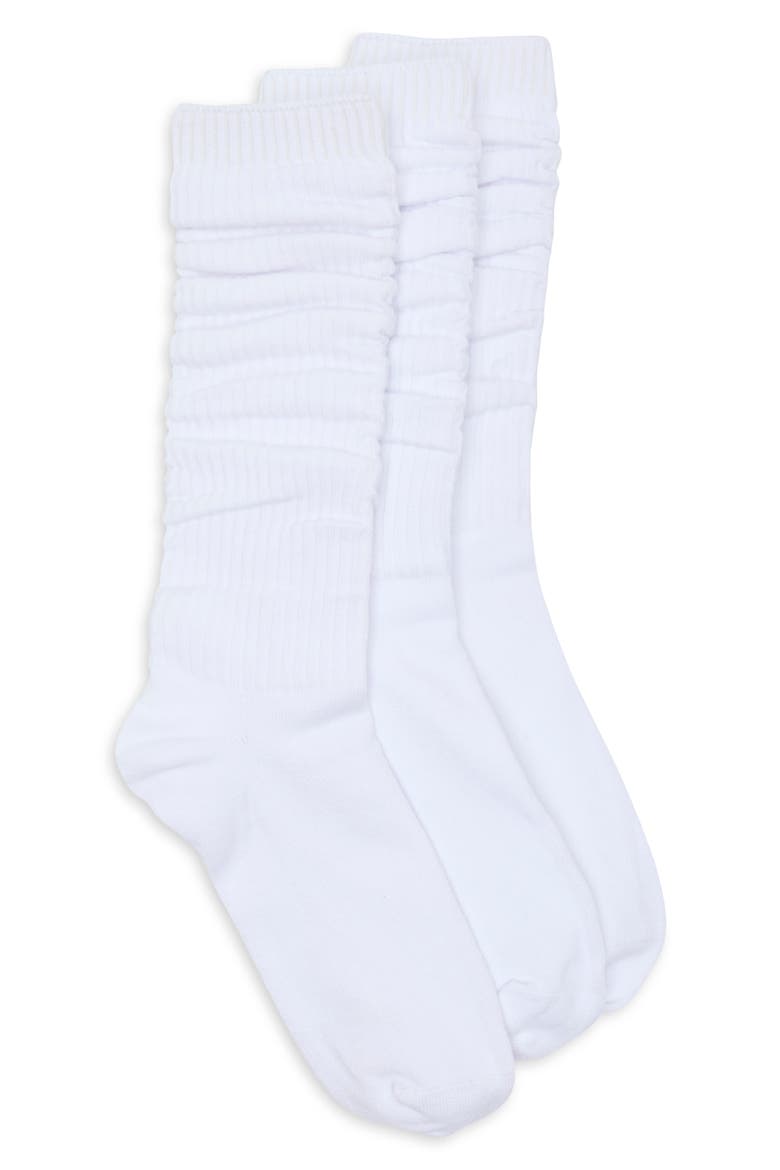 3-Pack Slouchy Crew Socks, Main, color, WHITE