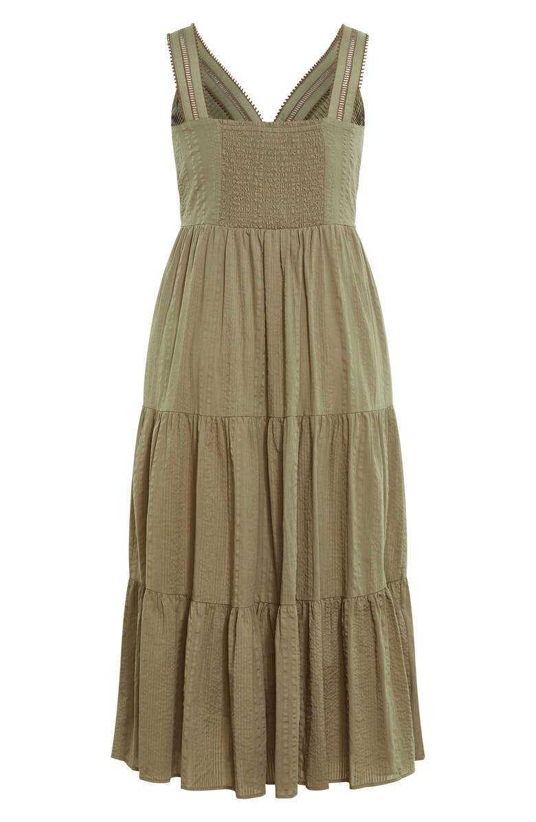 City Chic Bella Tiered Cotton Maxi Sundress, Alternate, color, Olive